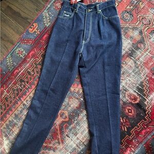 Dead stock vintage 80s dark blue Chardonnay Paris high waisted straight leg jean